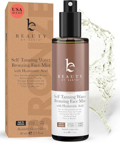 Bronzing Face Tanner Spray Mist, Sunless Face Tanning Water, USA Made with Natural & Organic Ingredients
