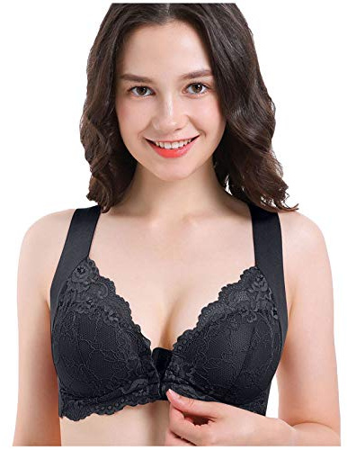 INLLADDY Ohne Bügel Push Up BH Mit Vorderverschluss Sexy BH Mit Frontverschluss Plus Size Comfort Wirefree BH Ohne Bügel