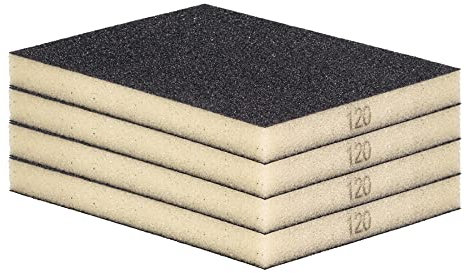Schleifschwamm Schleifmatte Set 4 Stück MITTEL Körnug K120 Handschleifer für Holz Lack Metall, Nass- und Trockenschleifen, Schleifklotz, Schleifblock