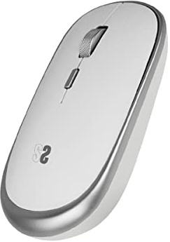 SUBBLIM Ratón Mini Óptico Inalámbrico, para PC, Portátil, Mac, MacBook, con 4 Botones, Rueda de Desplazamiento, Ultradelgado y Ergonómico, Silencioso, 1600 dpi, Ambidiestro, Plateado