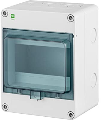 asvendo elektro Aufputz, Sicherungskasten, Verteilerkasten, Kleinverteiler, IP 65 wassergeschützt, Feuchtraum und Außenbereich geeignet (1-reihig für 6 Module)
