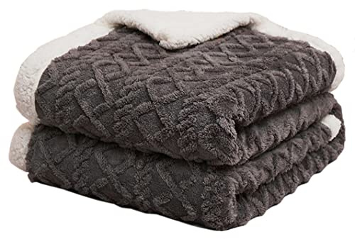 Hayisugal Flauschige Sherpa Kuscheldecke - hochwertige Schafdecke, super weiche Fleecedecke als Sofadecke, Tagesdecke oder Wohndecke Couchdecke Sofa überwurfdecke, Dunkelgrau, 200 x 230cm