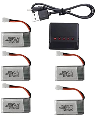 Chargeur de batterie 5 en 1 Hero-S avec 5 batteries Li-Po 3,7 V 550 mAh et câble de charge USB pour quadricoptères H99W, H31, H6C, H98, TR-C385, TR-P51, TR-F22