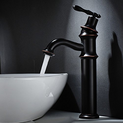 Waschtischarmatur Schwarz Vintage Retro Badarmatur Waschtischarmatur mit warmen und kalten Waschbecken Aufsatzwaschbecken Waschtischarmatur Armatur mit Vollkupfer Griff Installation