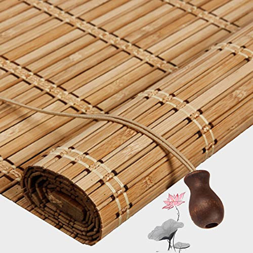 Pxzybd Tende a Rullo in bambù per Esterni 50cm 60cm 70cm 80cm 90cm 100cm 120cm Tapparella,Cortina di bambù per Finestre,Tende Avvolgibile Tende da Sole,Tenda a Pacchetto retrò,W×H-50x120cm/20x47in