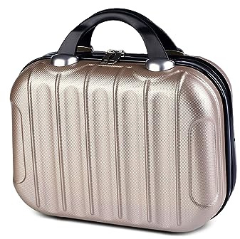 Balakaka Kosmetikkoffer Hartschale Damen,14 Zoll ABS Beauty Case Hartschale mit Handgriff und Reißverschluss, Kosmetiktasche Schminkkoffer Kosmetikkoffer Reisetasche für Reise, Champagner