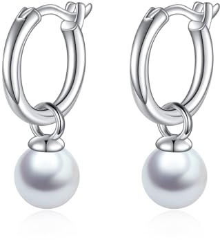 12mm Creolen mit 6mm/7mm Süßwasser Perle//Türkis/Onyx Band Ohrringe Sterling Silber Baumeln Fallen Schmuck Geschenke für Frauen Mädchen