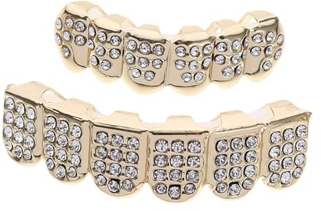 GOOHOCHY 1 Satz Zahnspangendose Zahngitter Aus Metall Zähne Grill Kit Dekorativer Zahnschmuck Hip-hop-zahnspangen Grills Für Ihre Zähne Vergoldete Grills Tschechischer Bohrer Hip Hop Kupfer