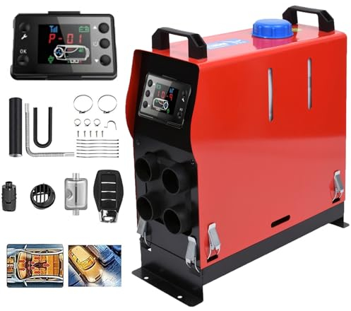 Gtzly CalefaccióN Estacionaria De 5KW, Juego de Calentador for VehíCulos de 12 V/24 V, Calentador de Estacionamiento de 4 Orificios, Calentador de Ventilador de Calentamiento RáPido (Color : 24V)