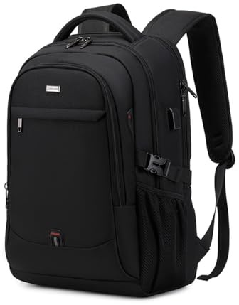 FANDARE Laptop ryggsäck män kvinnor skolryggsäck med USB-laddningsport handbagage butik arbete skolväskor laptopväska för arbete resor vandring ledig dagryggsäck högskola, svart, L