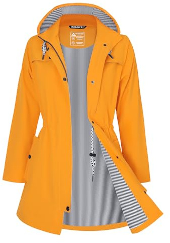 ATLASLAVA Regenjacke Damen Lang Wasserdicht Kapuze Regenmantel übergangsjacke Trenchcoat Outdoor Mantel S-3XL