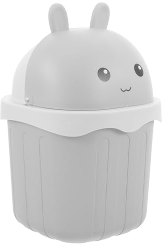 IMIKEYA Mini Mülleimer mit Deckel, Büro Tisch Mülleimer, Niedlich Hase Kleiner, Schreibtisch Papierkorb Plastik Abfalleimer mit Deckel für Büro Wohnzimmer