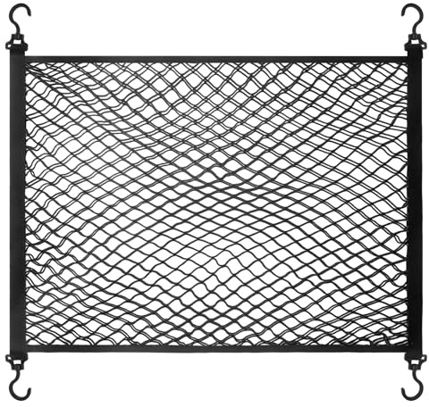 Red para coche, red de almacenamiento de coche, bicapa para coche, tamaño de 100 x 60 cm, con 4 ganchos, extensible a 140 x 100 cm, adecuado para la mayoría de los cofres de coches