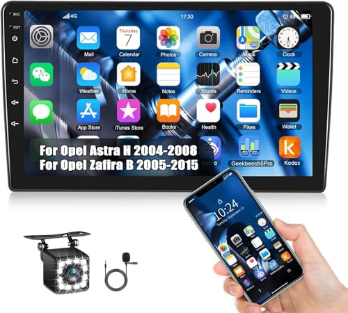 CAMECHO Android 15 Autoradio avec Navi pour Opel Astra H/Zafira B/Corse C, Double Din Radio avec écran 9 Pouces, Mirror Link FM RDS WiFi Bluetooth et USB+Caméra de recul