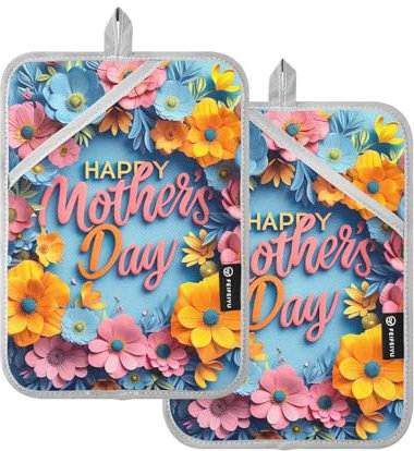 Set di presine blu per la festa della mamma, 2 pezzi, per cucinare