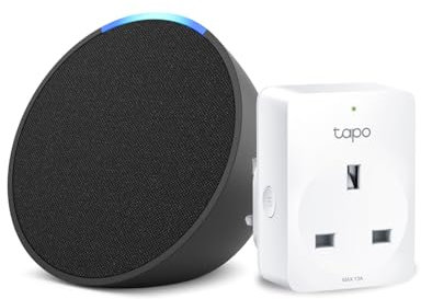 Echo Pop | Charcoal + TP-Link Tapo P110M Smart Plug with Energy Monitoring, Works with Alexa - Smart Home Starter Kit, with Alexa+ Early Access