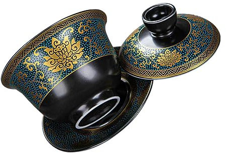 VAYEODEYU Juego de té chino，Taza de té Gong Fu 2 juegos de tazas de té de estilo chino, sopera, cuenco chino, taza de labios, sopera delicada, taza de té vintage, taza de té decorativa