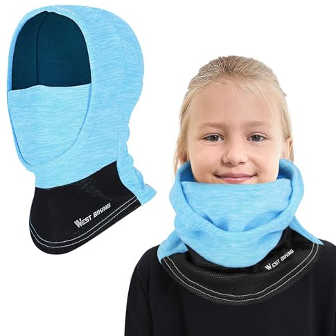 AYPOW Kinder Sturmhaube Winter, Multifunktional Winddicht Fleece Warm Skimaske Radfahren Gesichtsmaske unter dem Helm, Sturmmaske Mütze mit Halswärmer für Jungen Mädchen 6–13, Winter Outdoor Sport
