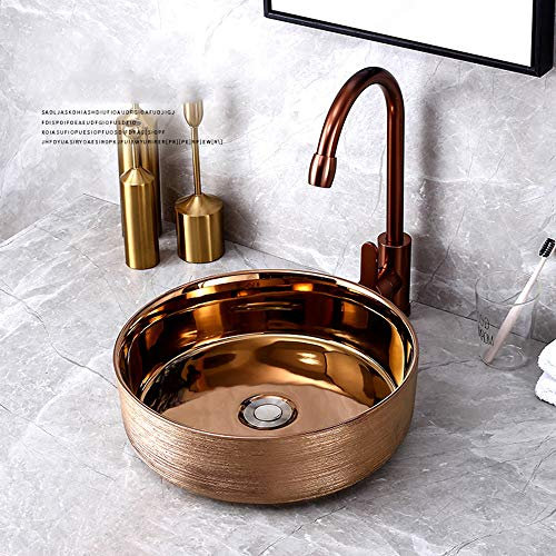 CAFIEDR Lavabo de Salle de Bain, Vasque à Poser, Vasque en céramique, Vasque à Poser, Vasque Artistique, Vasque de Salle de Bain Durable pour Meuble de Toilet(Un)