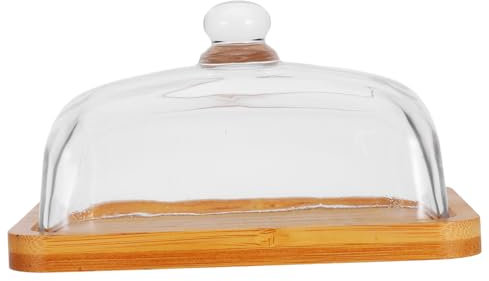Cabilock Élégant Beurrier En Bois Avec Couvercle En Verre - Présentoir À Gâteaux Carré Avec Couvercle Pour Fromage Desserts Et Beurre