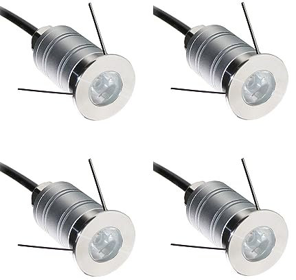 Mini faretto ad angolo di fascio stretto da 15°, 1 W, chip12 V 24 V CC, IP67, impermeabile, per esterni, giardino, piscina, fontana (4 pezzi, bianco freddo)