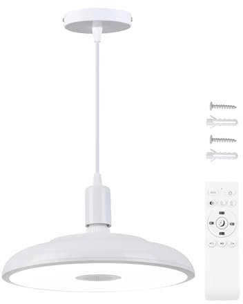 Lampadario a LED da 28CM Lampada a Sospensione per Isola da Cucina, Lampadario Bianco per Uso Interno ed Esterno, Lampada da Bagno Impermeabile con Cambio di Colore per Sala da Pranzo Camera da Letto