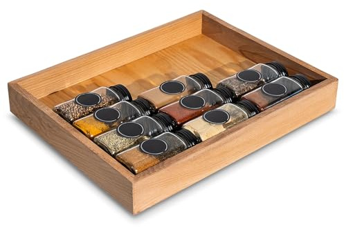 Creative Deco Scatola in Legno Portaoggetti | 36 x 28 x 5 Cm | Cassetta per Organizzazione | Legno di Faggio | Vassoio per Piccoli Oggetti, Costosi, Spezie, Oggetti di Valore