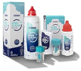 Avízor EVER clean PLUSPack Boîte 350 ml + 45 comprimés et Boîte 60 ml + 8 comprimés - Kit de Voyage - Solution de Nettoyage et Désinfection de Lentilles - Idéal pour les Voyages