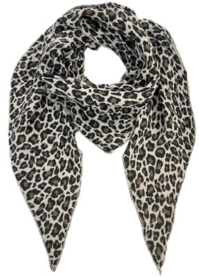 FASHION YOU WANT XXL Tuch Musselin Tuch Damen Leo Dreieck Made Italy 195 x 72 cm für alle Jahreszeiten geeignet Halstuch leoprint Schal Baumwolle