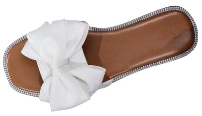 Women's Slippers Sliders UK Sale Clearance, Ladies Summer Slides Bow Open Toe Flat Sandals Anti Slip Slippers Shower Beach Pool Slider Comfortable Flip Flops Comfort Breathable Footwear