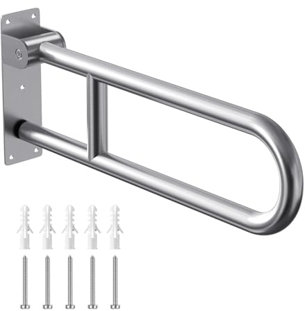 Haedswer 60cm WC Haltegriff Klappbar, Wandstützgriff Klappbar, Edelstahl 304, Tragfähigkeit 150 kg, Haltegriffe für Senioren, Schwangere,Menschen mit eingeschränkter Mobilität