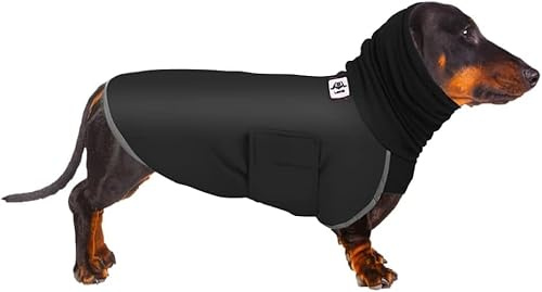 Dachshund Coats, Dog Winter Coat Warm Waterproof, Dachshund Raincoat Waterproof Clothing, Miniature Dog Coat, Raincoats for Dogs Small (Black, M)
