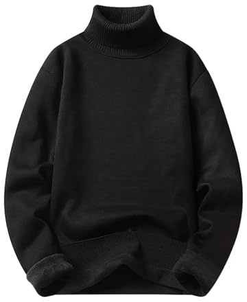 Jersey Hombre Cuello Alto Cálido Suéter, Jerséis para Hombre Manga Larga Jersey Punto Corte Ajustado, Tiempo Libre, Básico, Cuello Alto, Elástico, Monocolor, Jersey Punto Hombre Redondo Jersey Top