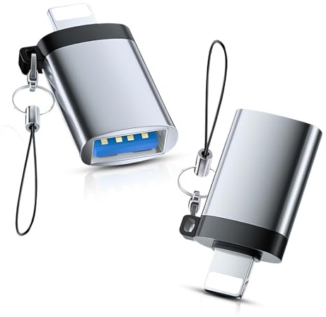 Adaptador Lightning a USB,2pcs Macho a Hembra Conversor USB C OTG Thunderbolt Adaptador USB 3.0 OTG para iPhone/i-Pad, para de Cámara iPhone, Compatible con USB Stick, Hub, Teclado Midi, Ratón