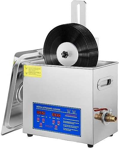 Pulitore ad ultrasuoni, Macchina per la Pulizia dei Dischi ad ultrasuoni, Lavatrice a cavitazione sonica Portatile da 6 Litri con Timer Digitale e riscaldatore per Orologi, Protesi Dentarie,