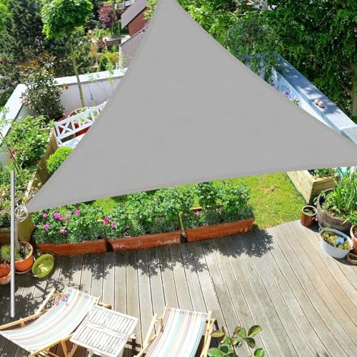 Toldo triangular de 13 x 13 pies, toldo gris claro, cubierta impermeable resistente con 95% de bloqueo UV, perfecto para patio, patio trasero, terraza y soluciones de sombra para césped