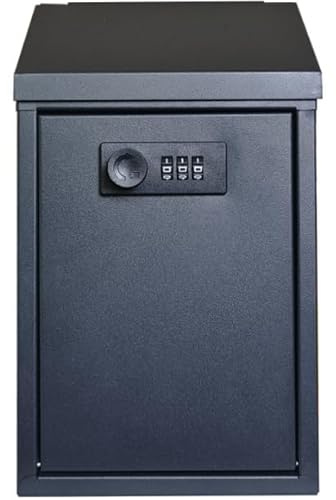Boîte Aux Lettres Murale Noire avec Serrure À Code, Boîte Aux Lettres en Métal, Coffre Sécurisé, pour Maison Et Bureau (15 x 8,2 x 22,5 cm)
