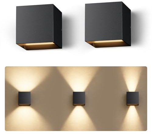 KYOTECH Wandleuchte mit G9 LED Lampe, IP65 Wandlampe 3000K 2er Schwarz | Außenwandleuchten mit 6W 820LM Austauschbarer G9 LED Lampe und Einstellbar Abstrahlwinkel für Wohnzimmer Garten