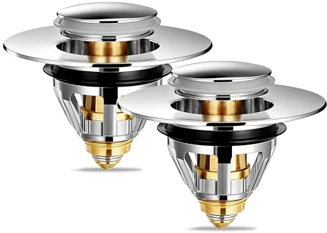 2 Pcs Universal Pop Up Abflussstopfen (33,5–62 mm), Waschbeckenstöpsel mit sieb, Pop Up Abflussstopfen Waschbecken, Waschbeckenstöpsel, geeignet für Badezimmer, Küchen und Sitzbäder