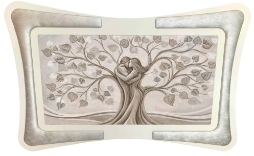 oggettando Quadro Albero della Vita Abbraccio con Cornice in Ecopelle Bianca con Inserto. Regali utili, Originali e a Prezzi Bassi (90X60, inserto Fili Argento)