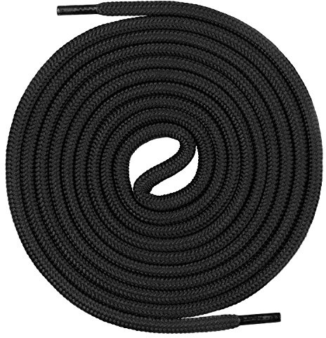 Mount Swiss© Cordones redondos premium, para zapatos de trabajo o trekking, 100% poliéster, extremadamente resistentes, 5 mm de diámetro, 12 colores, longitudes 60 – 200 cm, color Negro, talla 70
