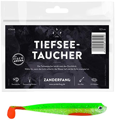 Zander Gummifische 12,5 cm – 24-teiliges Gummiköder Set in 6 fängigen Farben – Kunstköder für Zander, Hecht, Barsch & Dorsch – Weicher Gummi & hochfrequenter Lauf