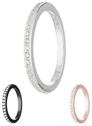Treuheld® | Schmaler Ring aus 925 Sterling Silver | in Silber mit Zirkonia - Kristallen | Ringgröße 56 | Breite 2mm | Damen | Vorsteckring
