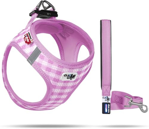 Vest Harness Air-Mesh Pink-Caro 2XS & Leash M