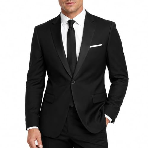 Allthemen Mens Casual Blazer Slim Fit Formal Business Suit Jackets One Button Single Breasted Tuxedo Jacket Smart Blazer , Black, 3XL