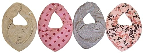 Pippi Halstuch 4er Set Baby Halstücher Dreieckstücher für Mädchen + Jungen (Alles Pink)