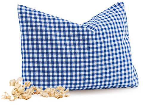 Zirben Familie - Conocido en el comercio especializado y la hostelería • Cojín de pino a cuadros azules • Cojín decorativo suave y aromático de 30 x 20 cm • Cojín decorativo relleno
