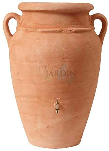 Terrakotta Amphoren-Tank. Fassungsvermögen: 360 Liter. Inklusive Wasserhahn. Abmessungen: Durchmesser 78 cm, Höhe 120 cm.