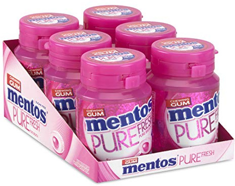 MENTOS GUM Chewing-Gum Pure Fresh Bubble sans Sucres Bubble Ultra Gourmand 6 Boîtes de 30 Dragées 6 Unités