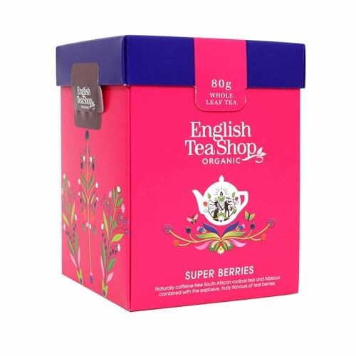 ETS - Teegeschenk Set Super Beeren Früchtetee, BIO, mit Holz-Teelöffel in origineller Origami Geschenk Box, 80g loser Tee